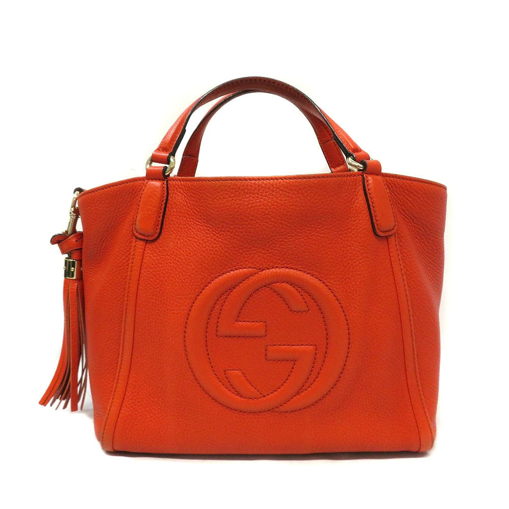 Gucci Soho Convertible Top Handle Bag embossed interlocking G Red